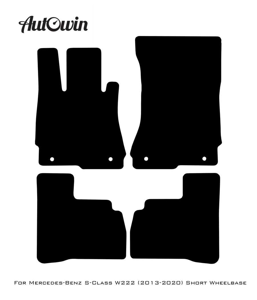 Black Luxury Floor Mats For Mercedes Benz S-Class W222 (2013-2020) Short Wheelbase | ER56 Design - AutoWin