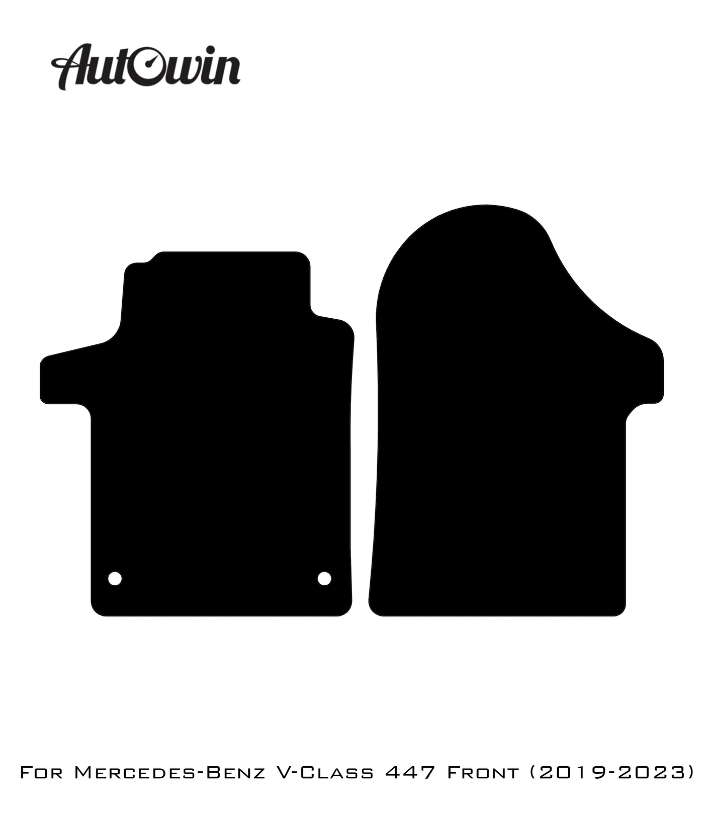 Black Luxury Floor Mats For Mercedes Benz V-Class 447 Front (2019-2023) | ER56 Design - AutoWin