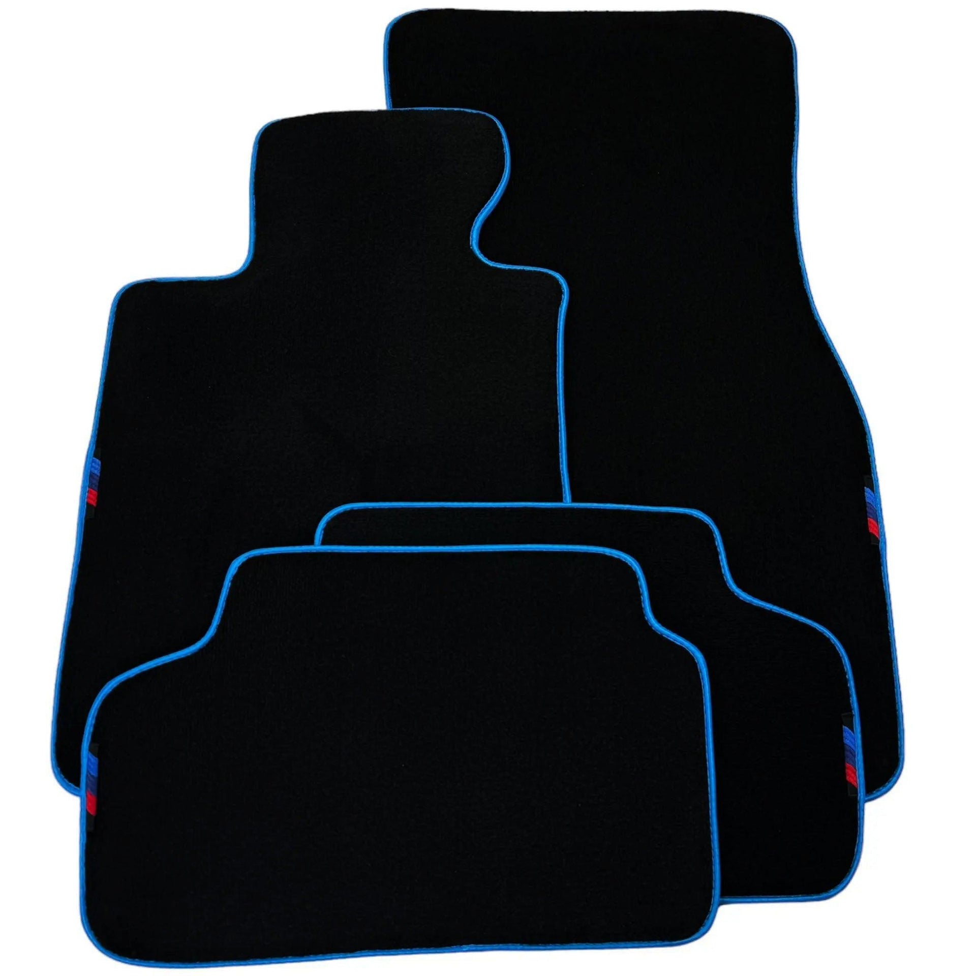 Black Mats For BMW 1 Series F21 3-door Hatchback | Sky Blue Trim - AutoWin