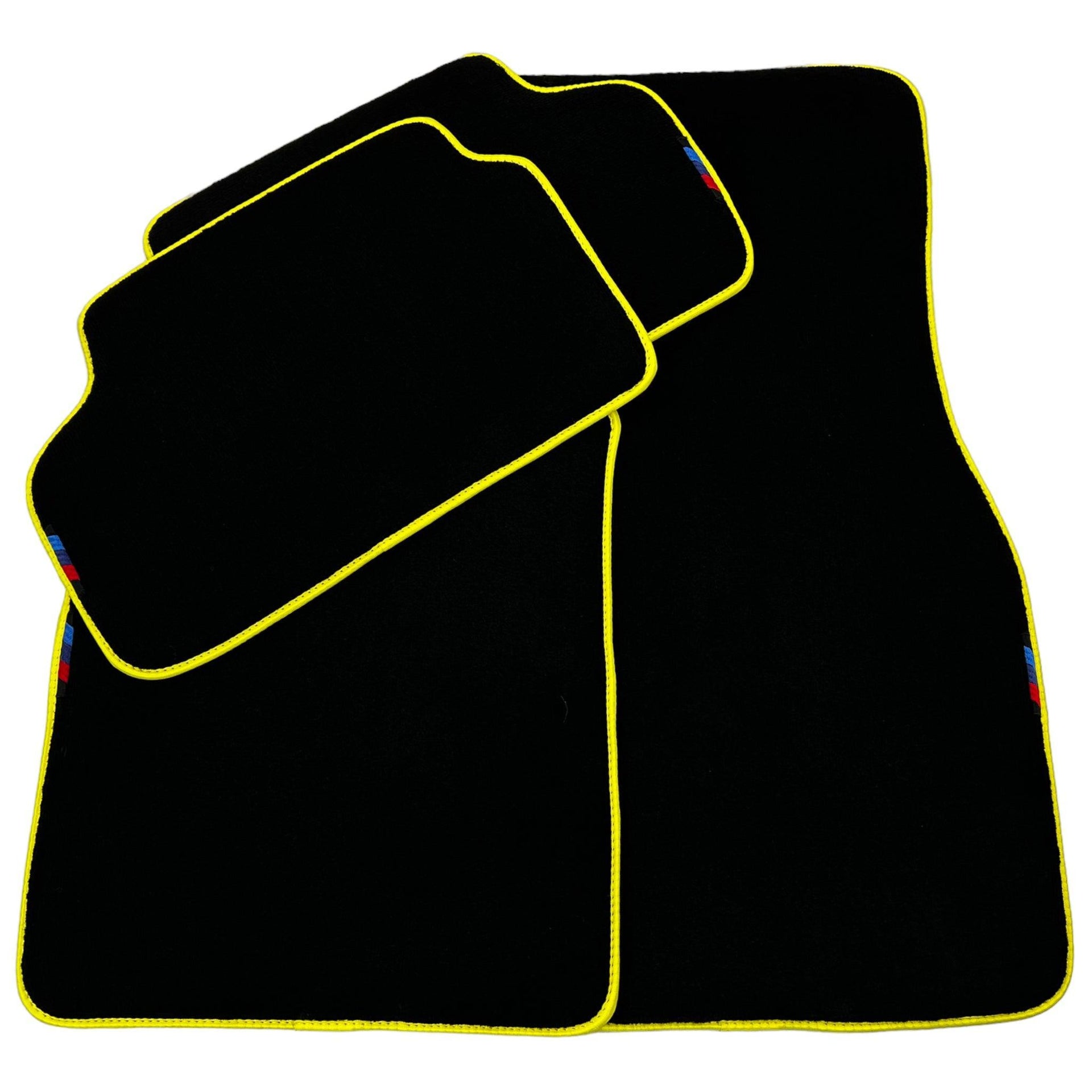 Black Mats For BMW 3 Series E36 4-door Sedan | Yellow Trim - AutoWin