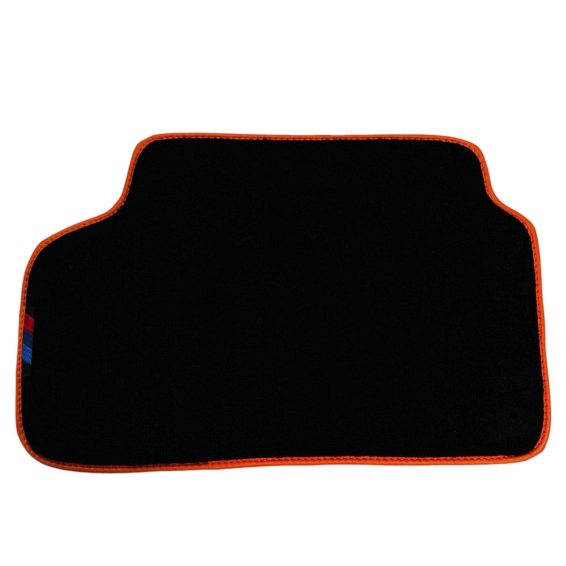 Black Mats For BMW 5 Series E34 Sedan | Orange Trim - AutoWin