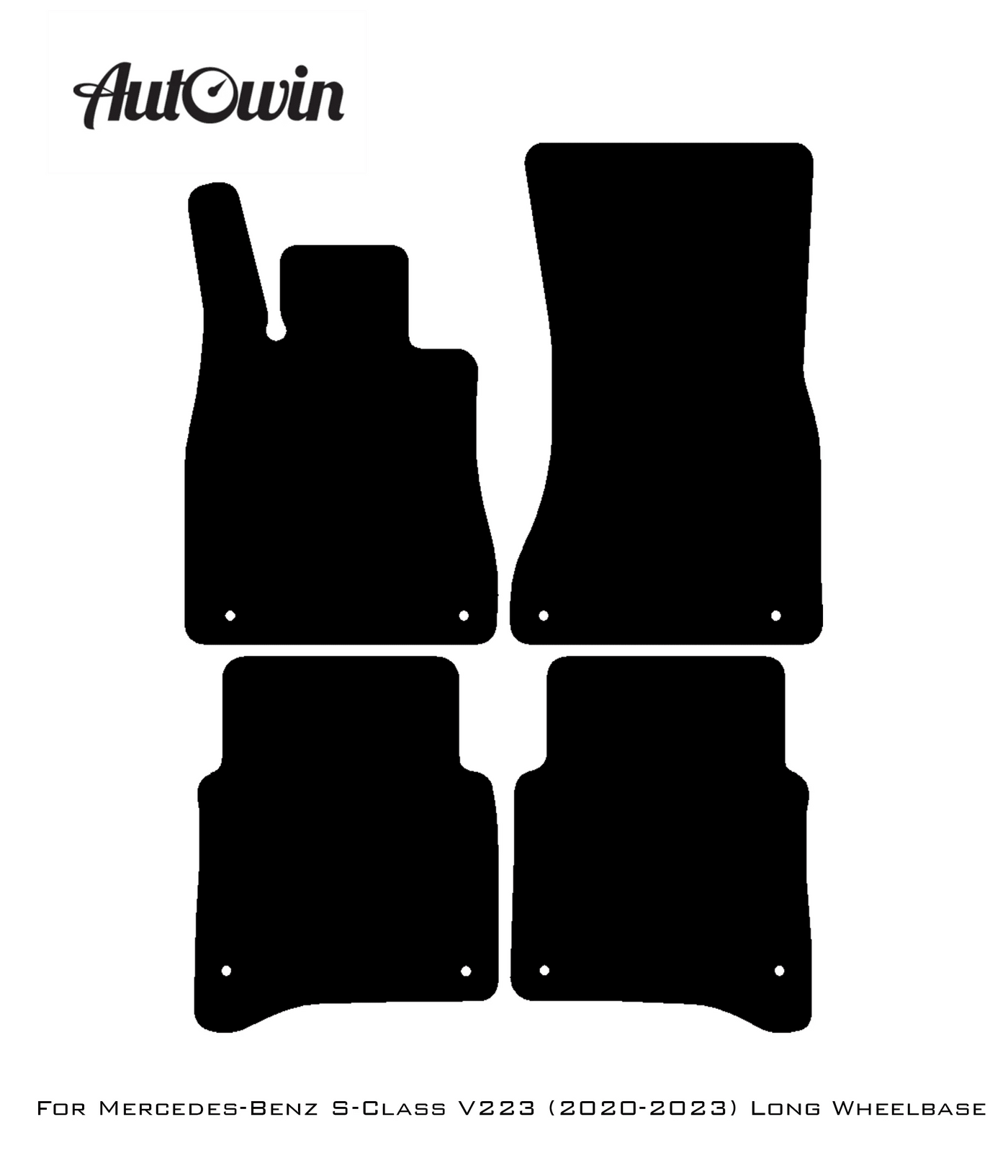 Black Sheepskin Floor Mats For Mercedes Benz S-Class V223 (2020-2023) Long Wheelbase | ER56 Design - AutoWin