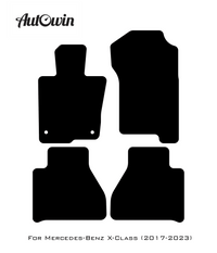 Black Sheepskin Floor Mats For Mercedes Benz X-Class W470 (2017-2023) | ER56 Design - AutoWin