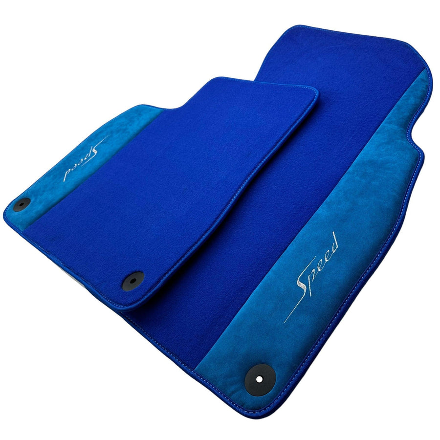 Blue Floor Mats For Bentley Flying Spur (2013-2019) with Alcantara Leather - AutoWin