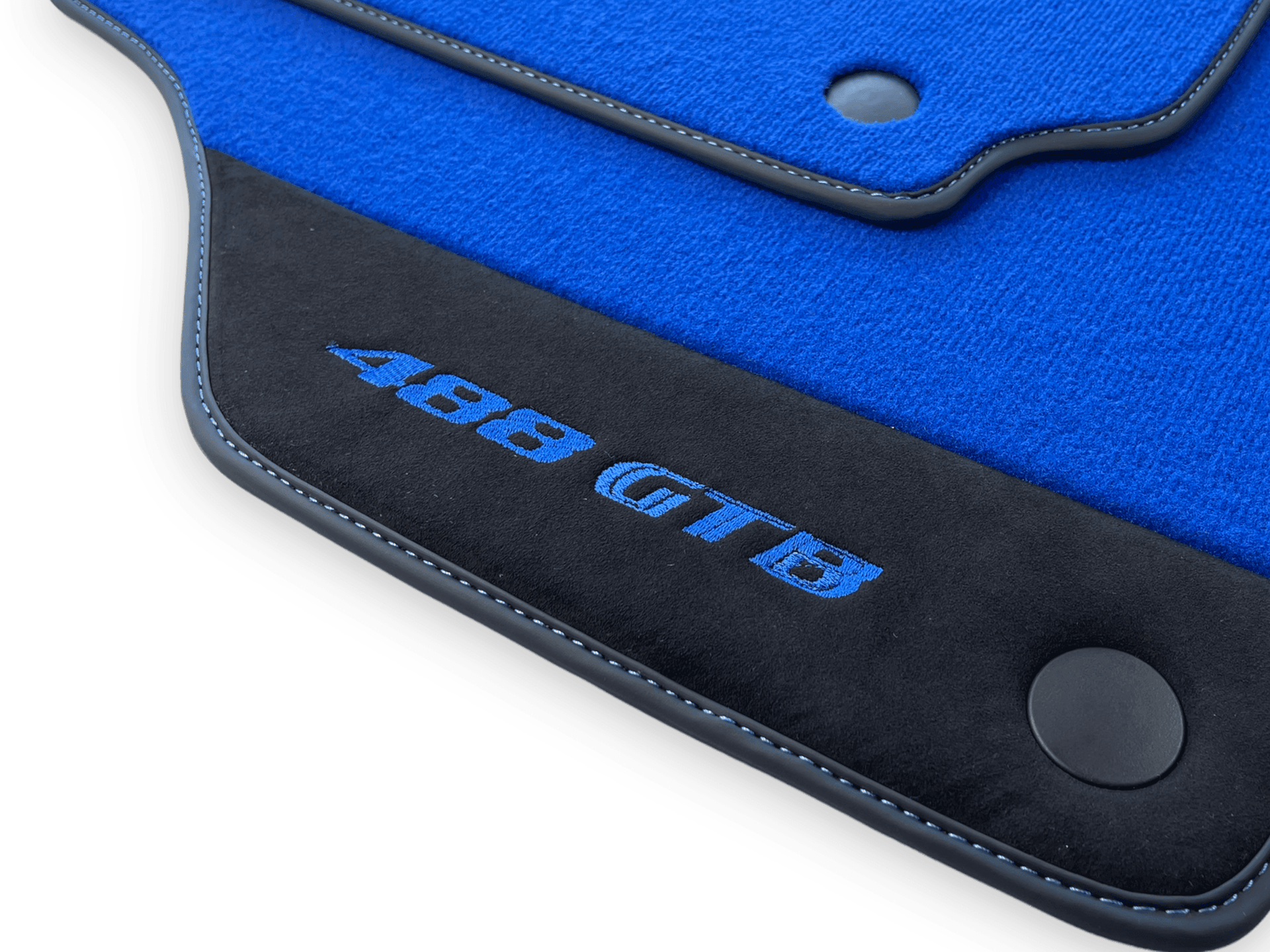 Blue Floor Mats For Ferrari 488 GTB 2016-2022 Carpets With Alcantara Leather - AutoWin