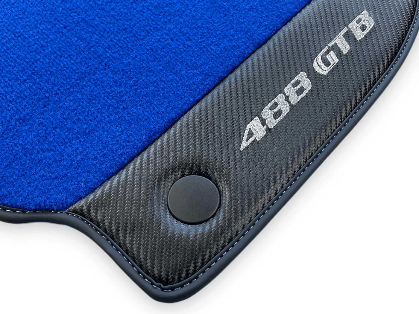 Blue Floor Mats For Ferrari 488 Gtb 2016-2022 Carpets With Carbon Fiber Leather - AutoWin