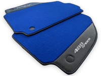 Blue Floor Mats For Ferrari 488 Spider 2015-2022 Carbon Leather - AutoWin