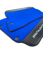 Blue Floor Mats For Ferrari 812 Superfast With Carbon Fiber Leather - AutoWin