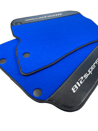 Blue Floor Mats For Ferrari 812 Superfast With Carbon Fiber Leather - AutoWin