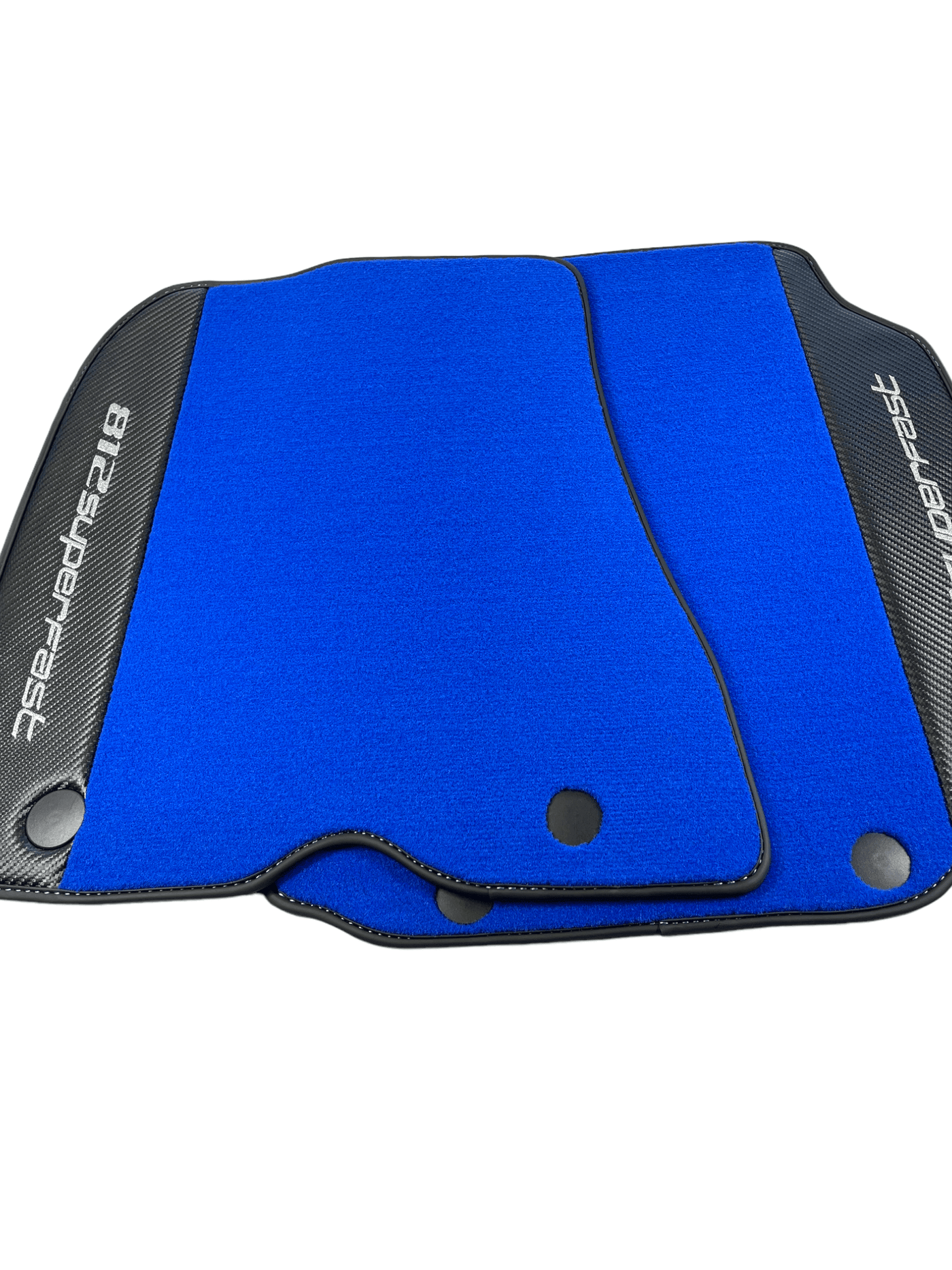 Blue Floor Mats For Ferrari 812 Superfast With Carbon Fiber Leather - AutoWin