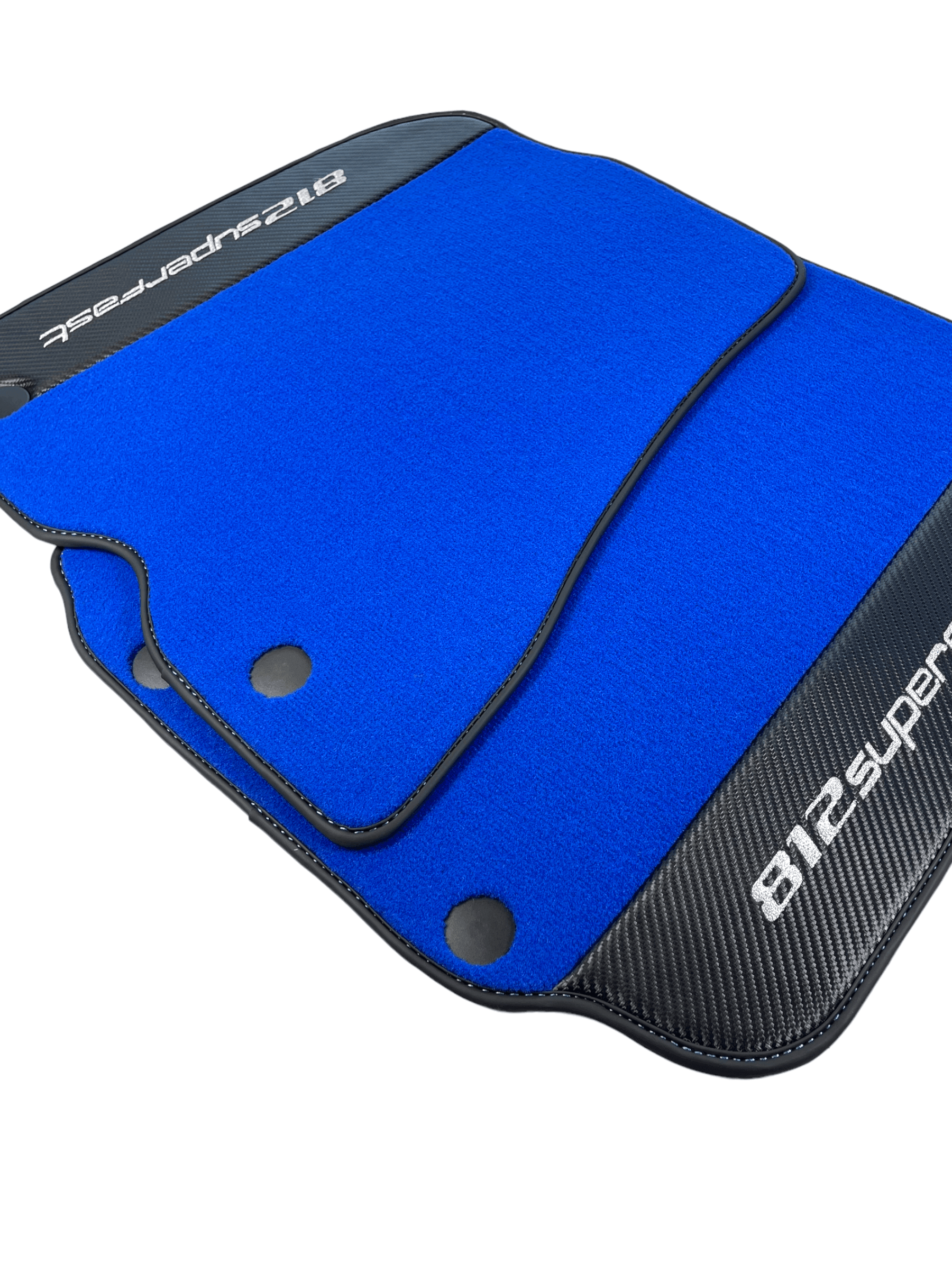Blue Floor Mats For Ferrari 812 Superfast With Carbon Fiber Leather - AutoWin