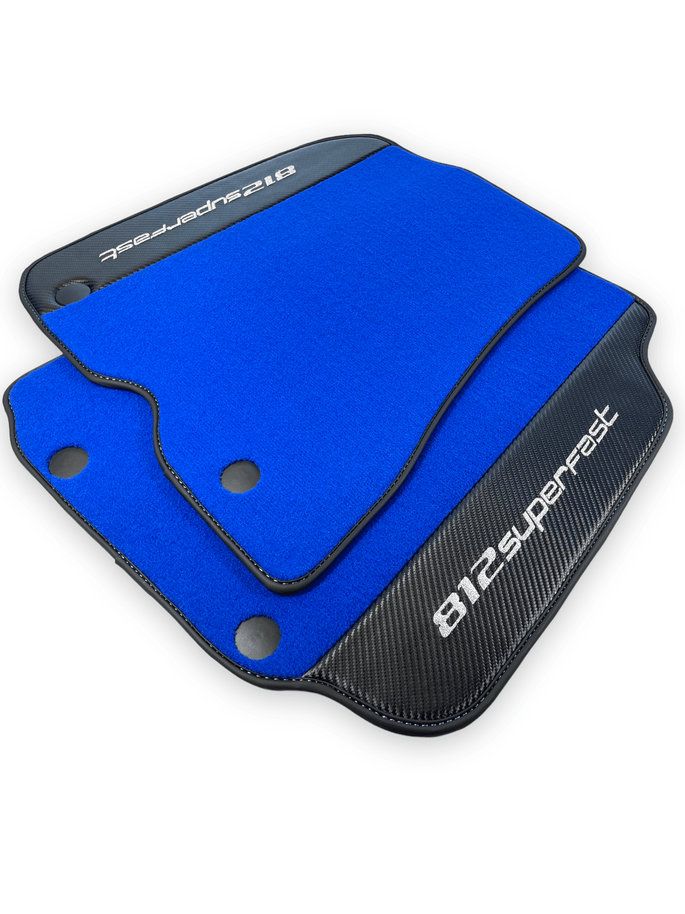 Blue Floor Mats For Ferrari 812 Superfast With Carbon Fiber Leather - AutoWin