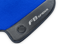 Blue Floor Mats For Ferrari F8 Spider 2019-2022 With Carbon Fiber Leather - AutoWin