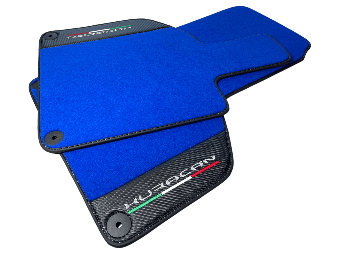 Blue Floor Mats for Lamborghini Huracan With Carbon Fiber Leather - AutoWin