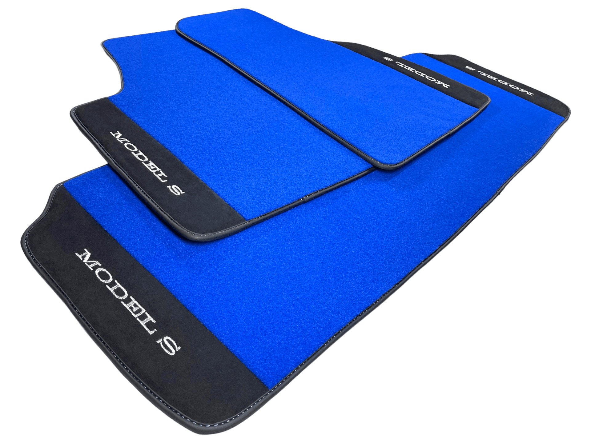 Blue Floor Mats For Tesla Model S With Alcantara Leather - AutoWin