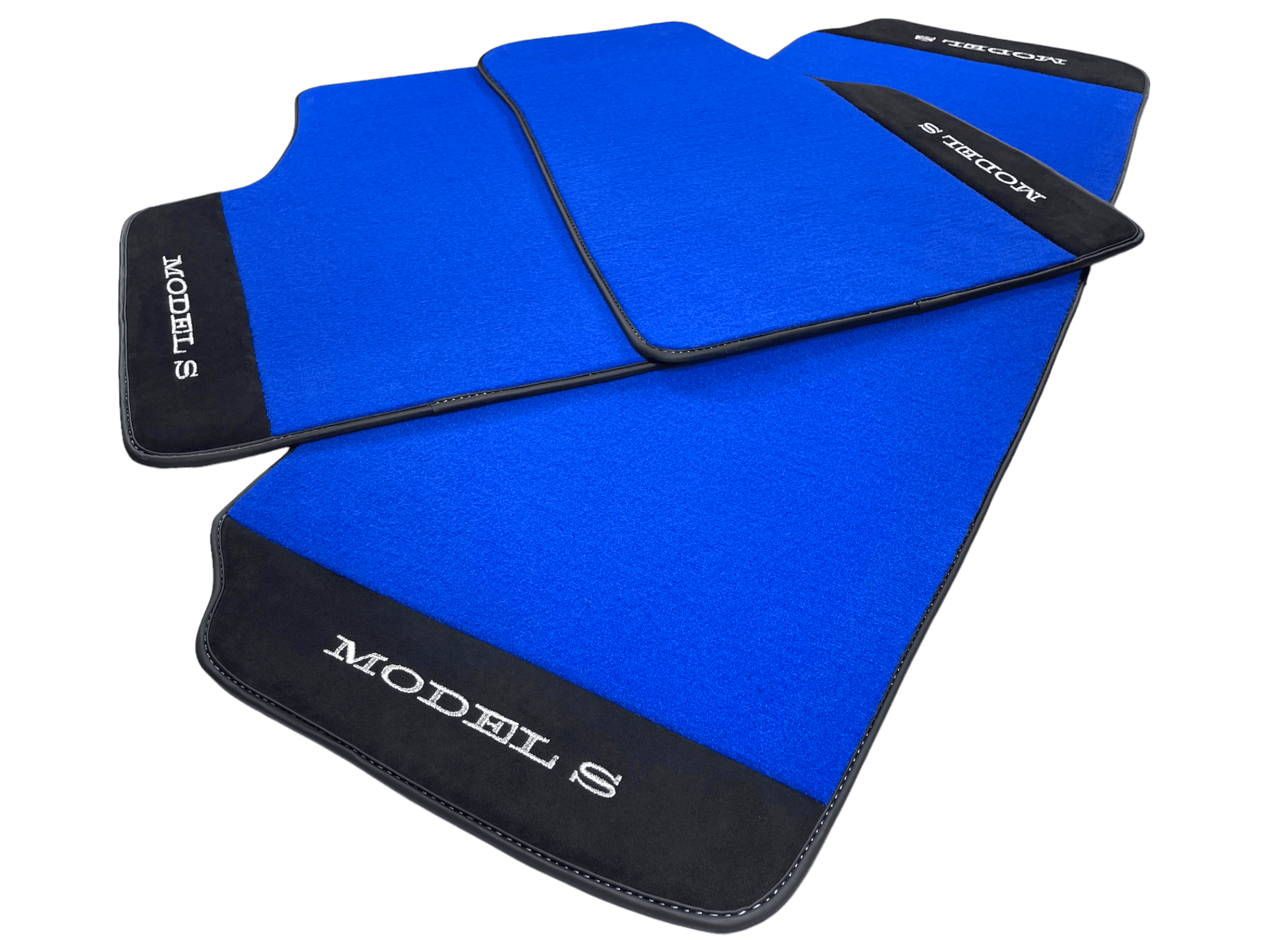 Blue Floor Mats For Tesla Model S With Alcantara Leather - AutoWin
