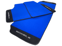 Blue Floor Mats For Tesla Model S With Alcantara Leather - AutoWin