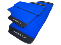 Blue Floor Mats For Tesla Model S With Alcantara Leather - AutoWin