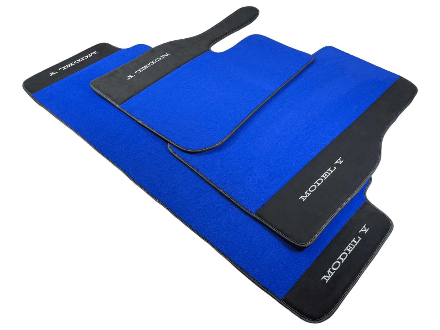 Blue Floor Mats For Tesla Model Y With Alcantara Leather - AutoWin