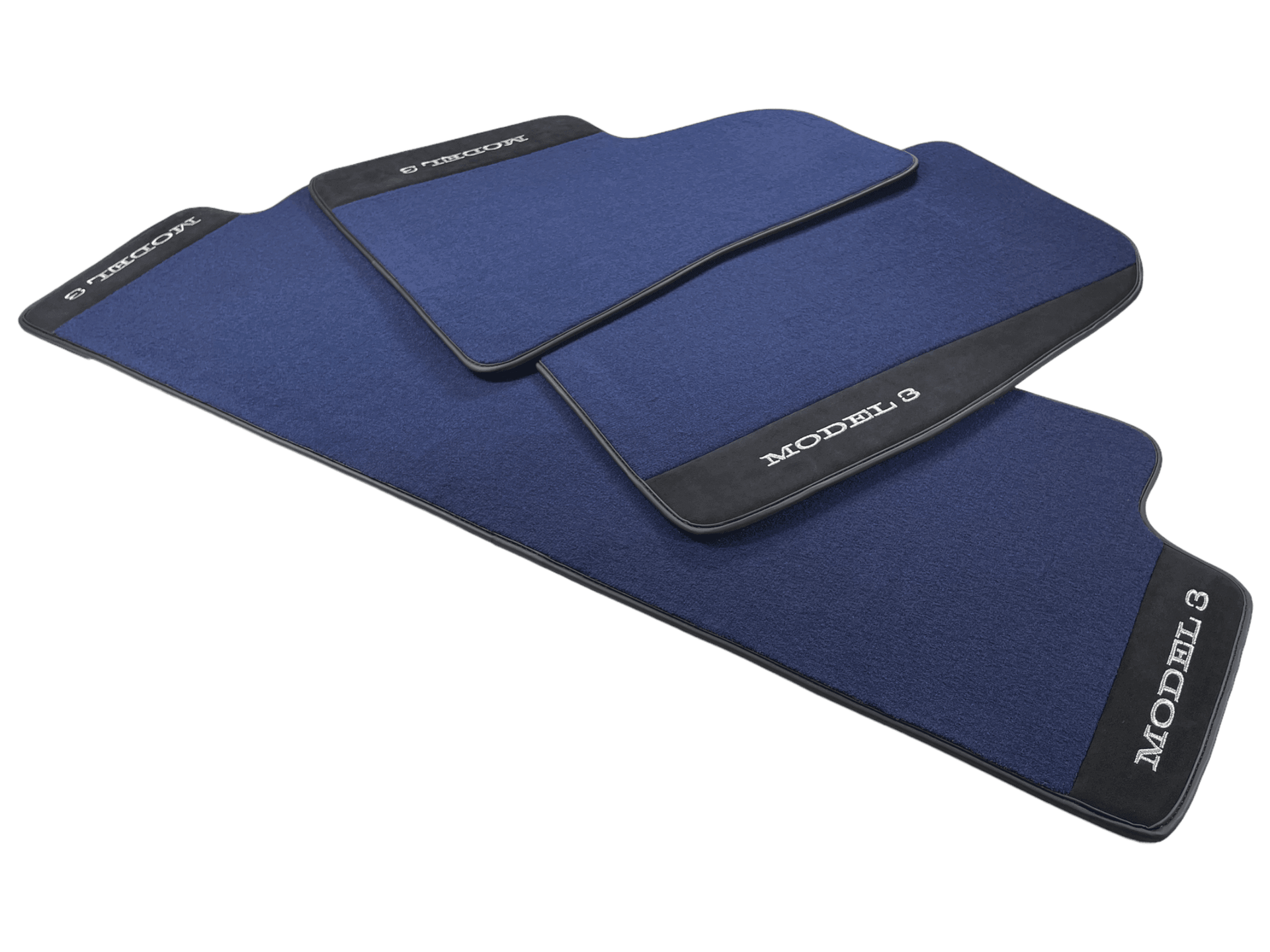 Dark Blue Floor Mats For Tesla Model 3 With Alcantara Leather - AutoWin