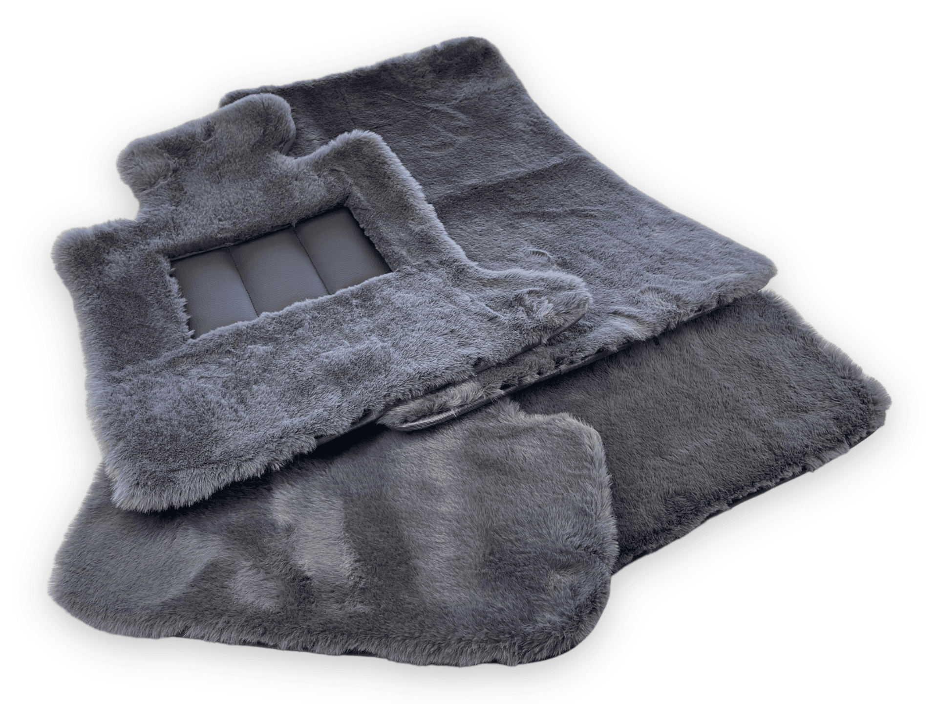 Dark Gray Sheepskin Floor Mats For Rolls Royce Dawn Rr6 2016-2023 Er56 Design Brand - AutoWin
