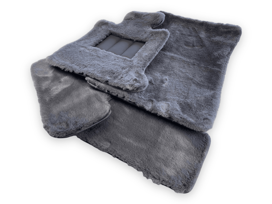 Dark Gray Sheepskin Floor Mats For Rolls Royce Wraith 2013-2023 Er56 Design - AutoWin