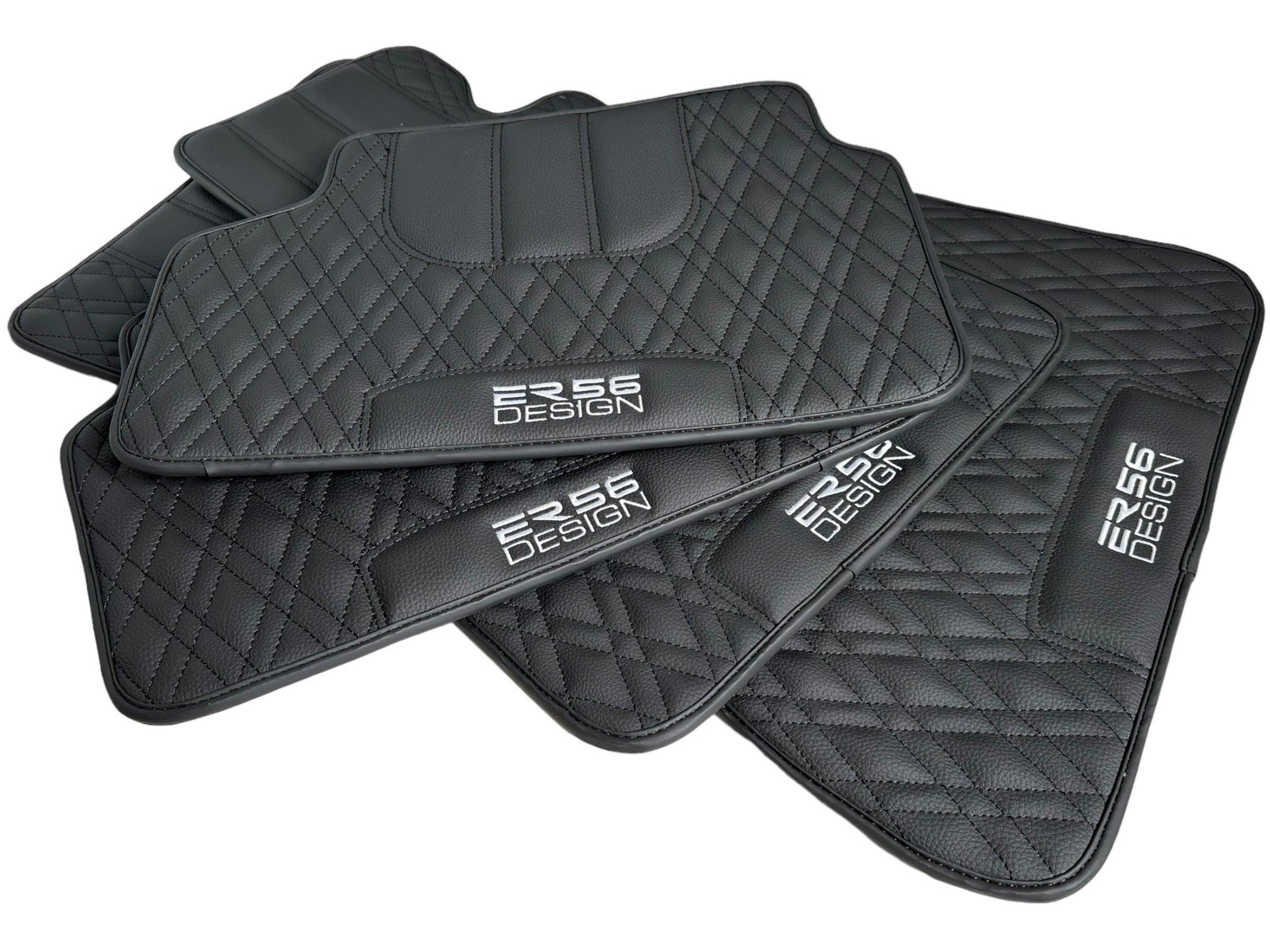 Floor Mats For BMW M4 Series F83 Black Leather Er56 Design - AutoWin