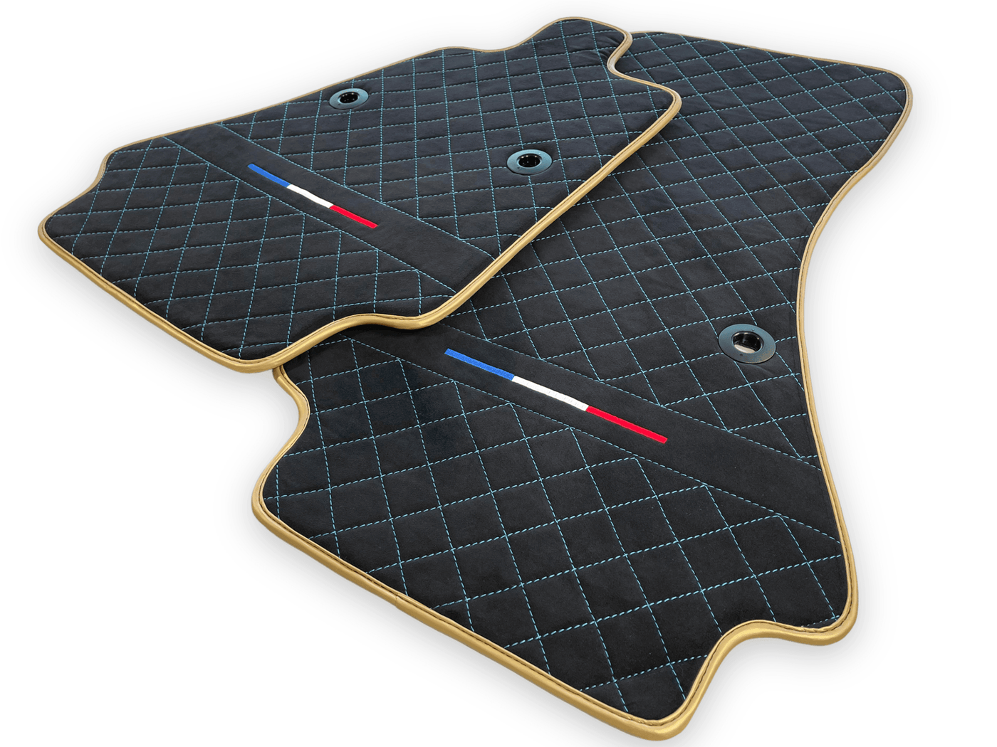 Floor Mats For Bugatti Chiron Alcantara Leather Gold Edition - AutoWin