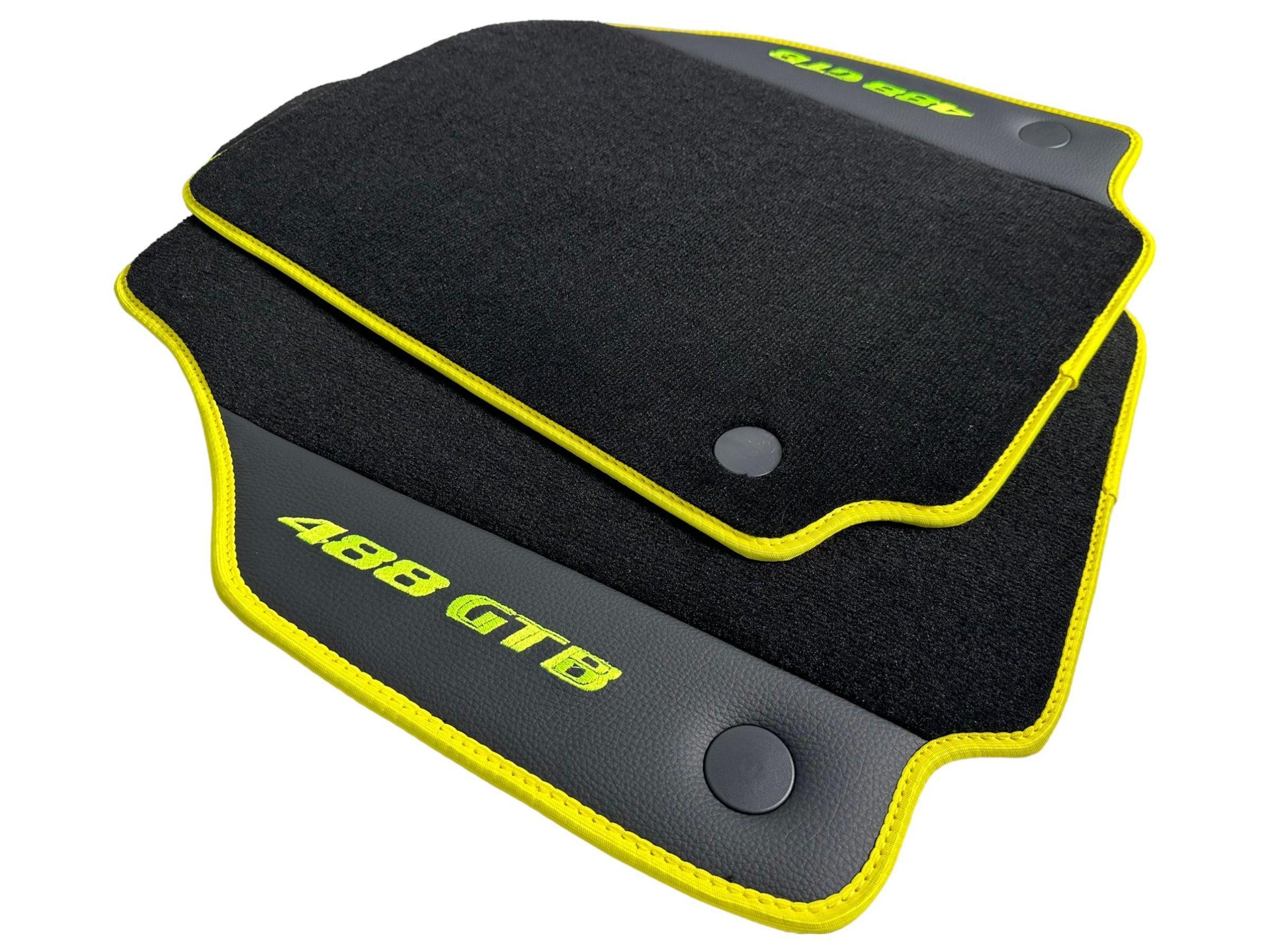Floor Mats For Ferrari 488 GTB 2015-2022 Carpet With Leather - AutoWin