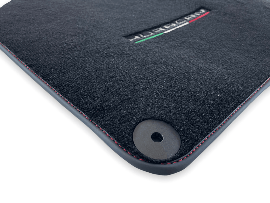 Floor Mats for Lamborghini Huracan With Italian Flag Red Stitch - AutoWin