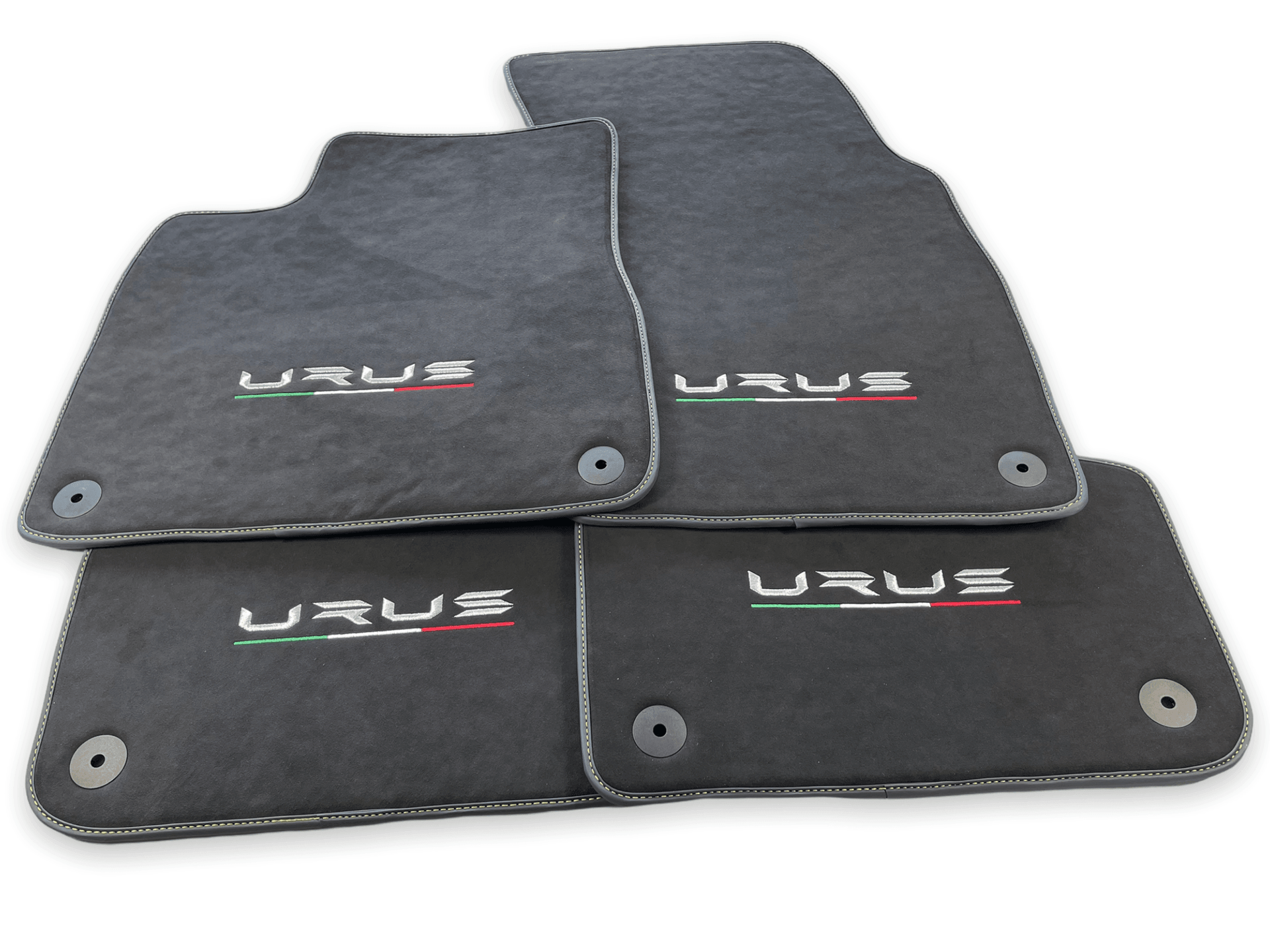Floor Mats For Lamborghini Urus Alcantara Leather With Yellow Stitching - AutoWin
