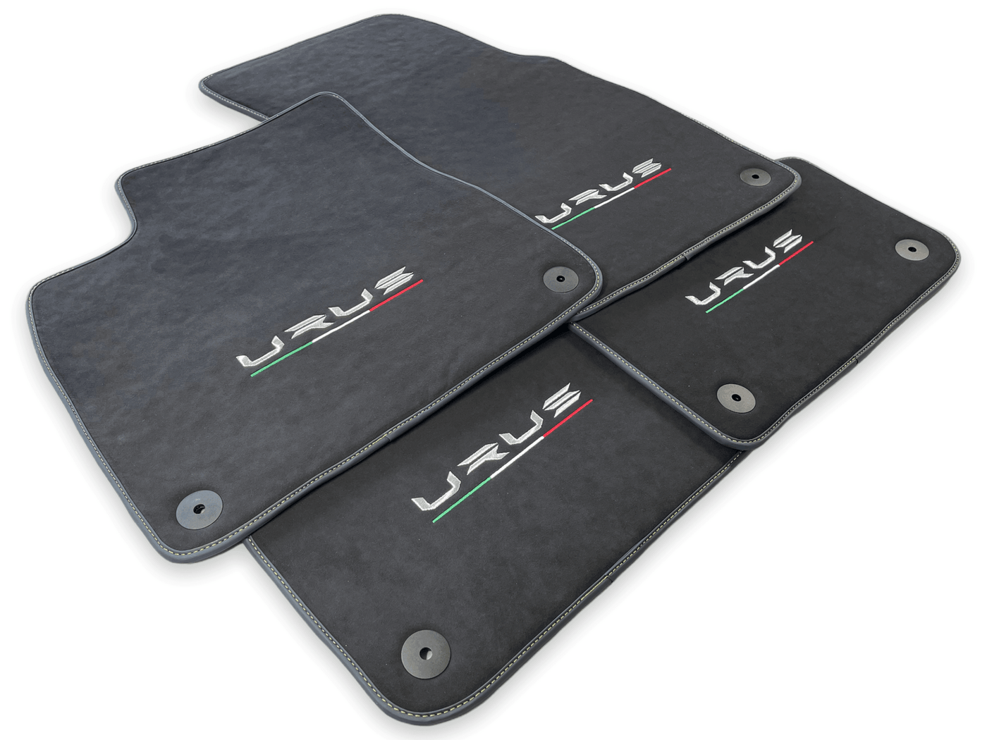Floor Mats For Lamborghini Urus Alcantara Leather With Yellow Stitching - AutoWin