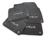 Floor Mats For Lamborghini Urus Alcantara Leather With Yellow Stitching - AutoWin