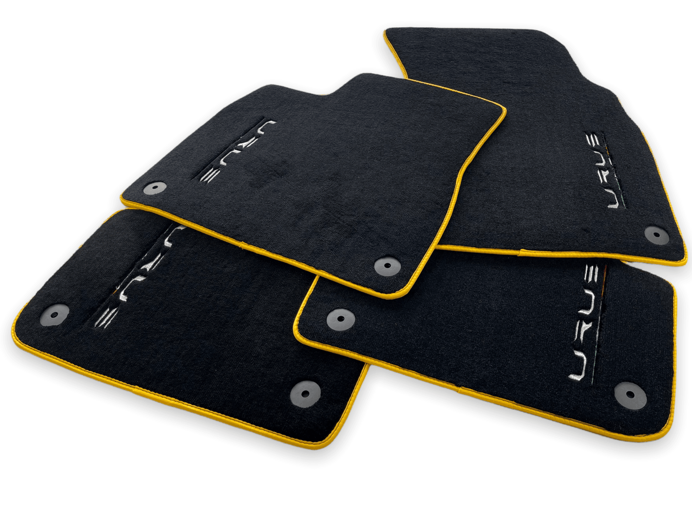 Floor Mats For Lamborghini Urus Black Tailored With Yellow Trim - AutoWin