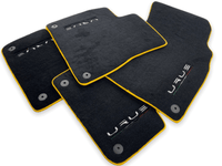 Floor Mats For Lamborghini Urus Black Tailored With Yellow Trim - AutoWin