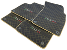 Floor Mats For Lamborghini Urus Performante Alcantara Leather Gold Trim - AutoWin