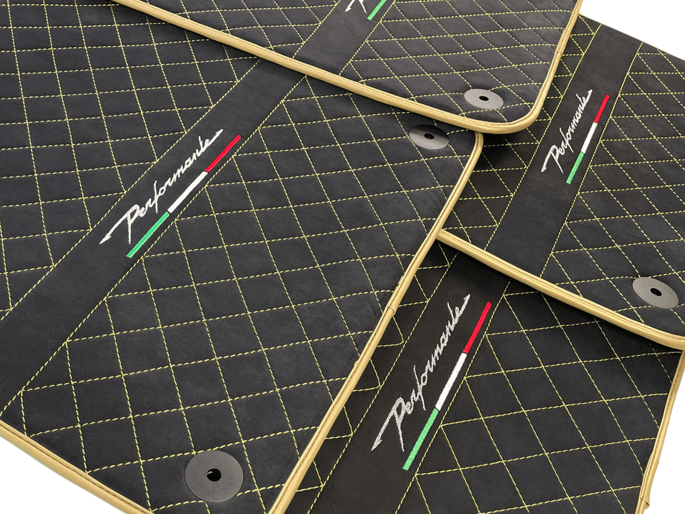 Floor Mats For Lamborghini Urus Performante Alcantara Leather Gold Trim - AutoWin