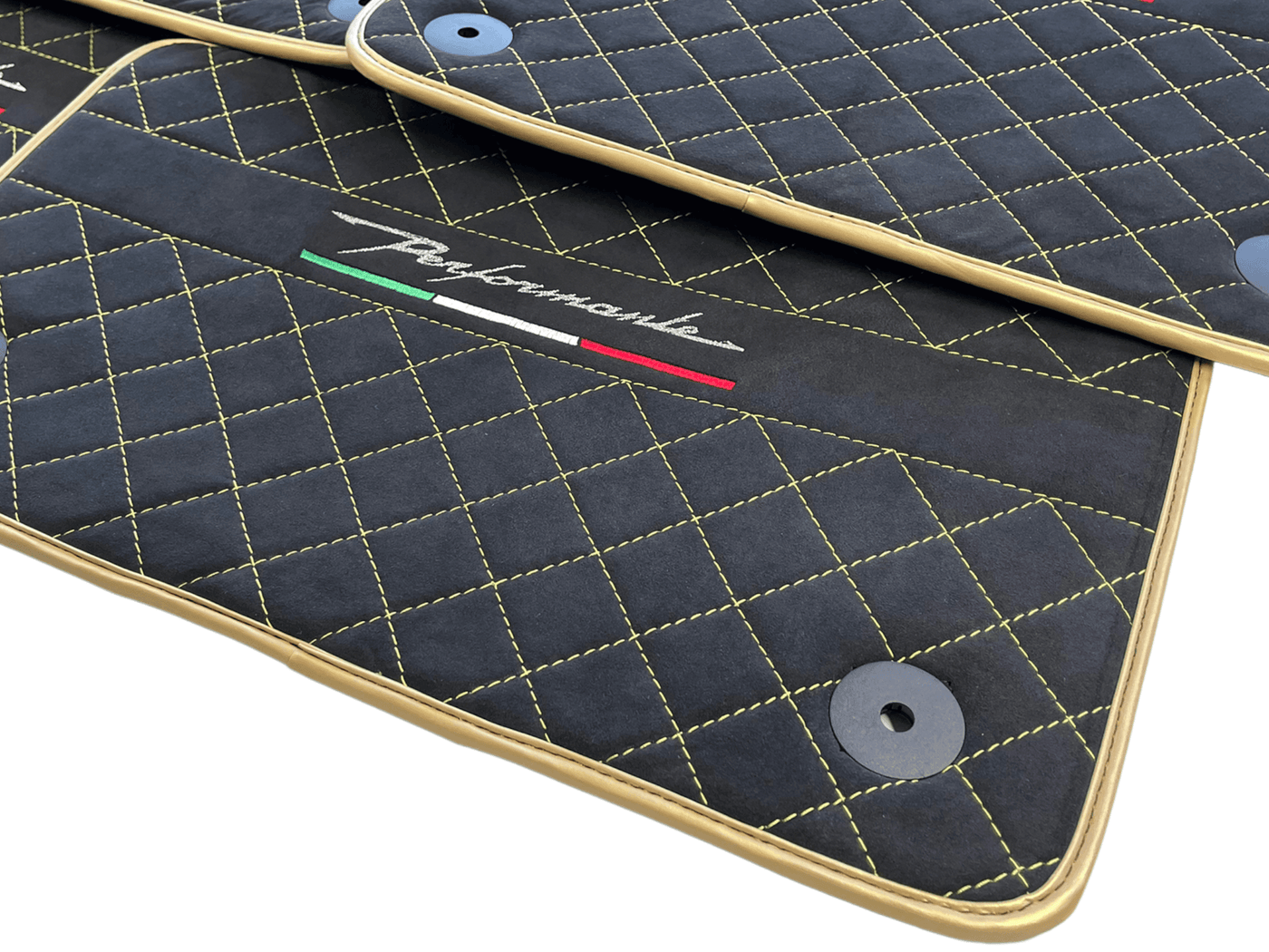 Floor Mats For Lamborghini Urus Performante Alcantara Leather Gold Trim - AutoWin