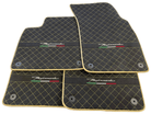 Floor Mats For Lamborghini Urus Performante Alcantara Leather Gold Trim - AutoWin