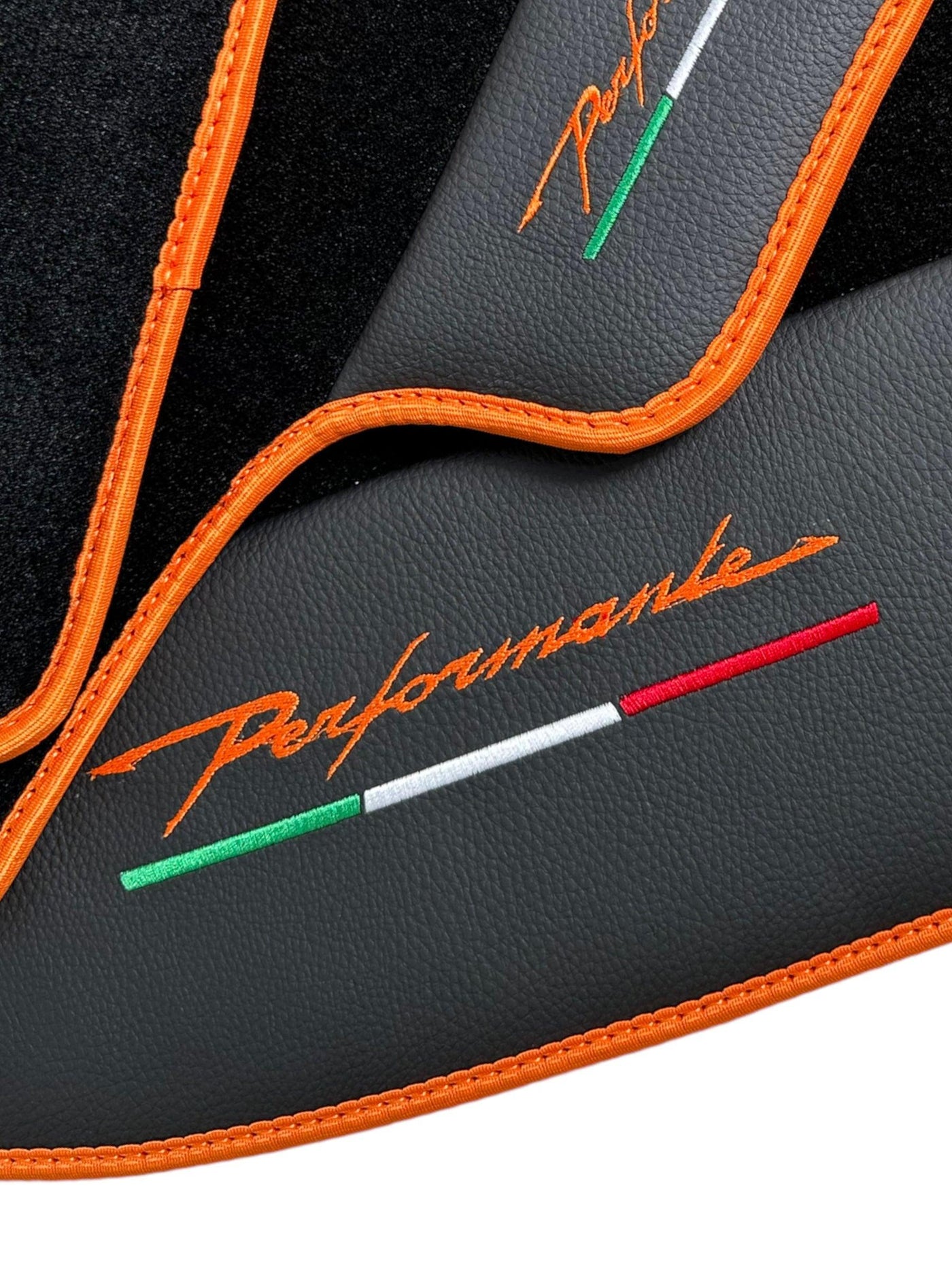 Floor Mats For Lamborghini Urus Performante Leather And Orange Trim - AutoWin