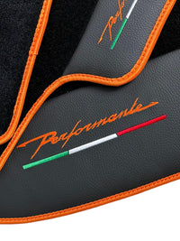Floor Mats For Lamborghini Urus Performante Leather And Orange Trim - AutoWin