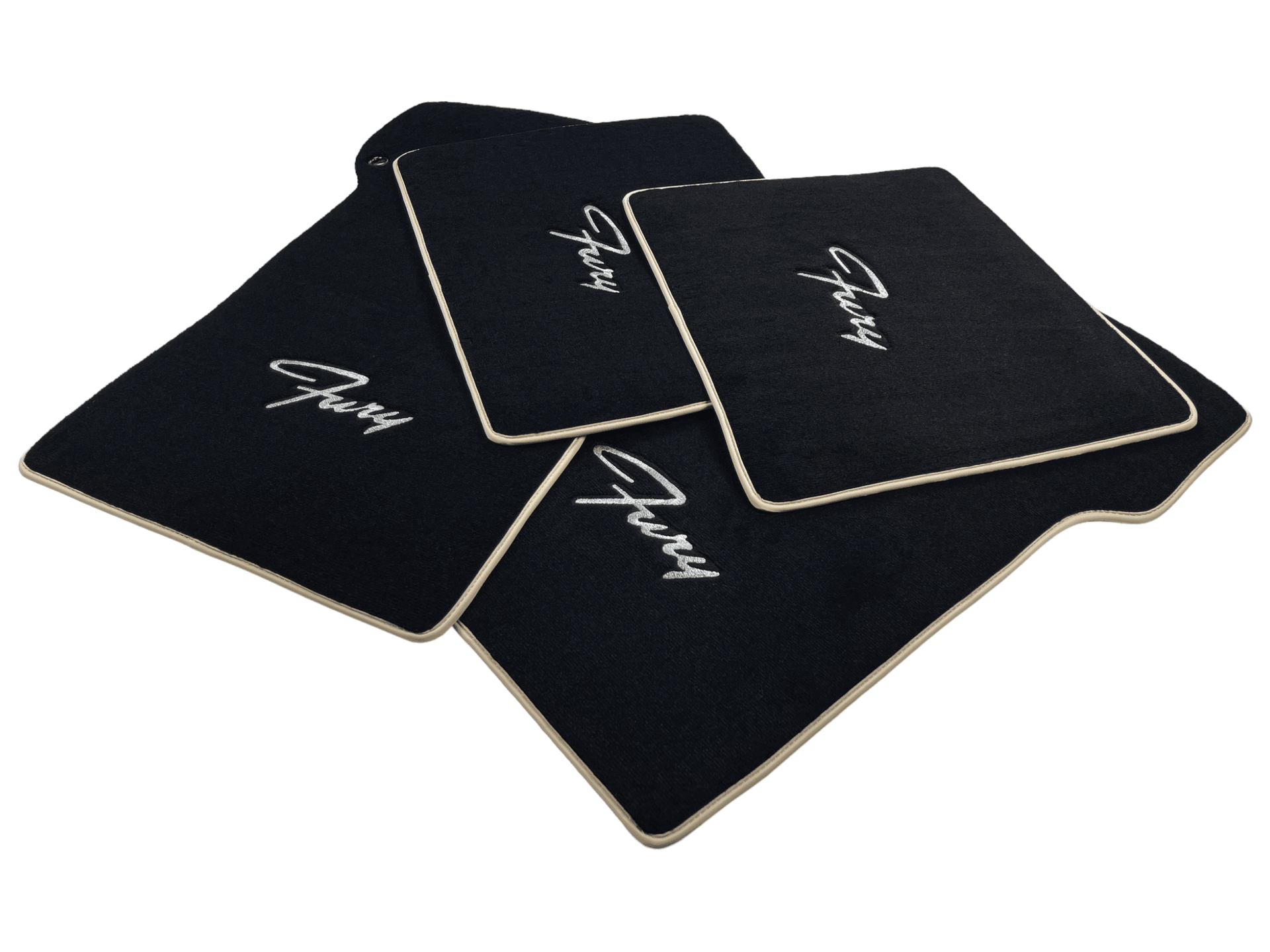 Floor Mats For Plymouth Fury 1957-1968 Black With Beige Trim - AutoWin