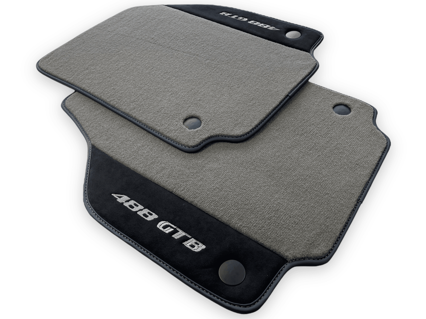 Gray Floor Mats For Ferrari 488 GTB 2015-2022 Carpets With Alcantara Leather - AutoWin