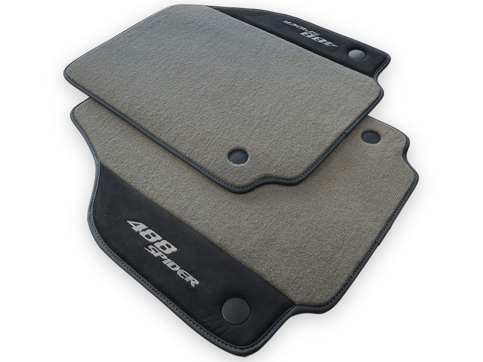 Gray Floor Mats For Ferrari 488 Spider 2015-2022 Alcantara Leather - AutoWin