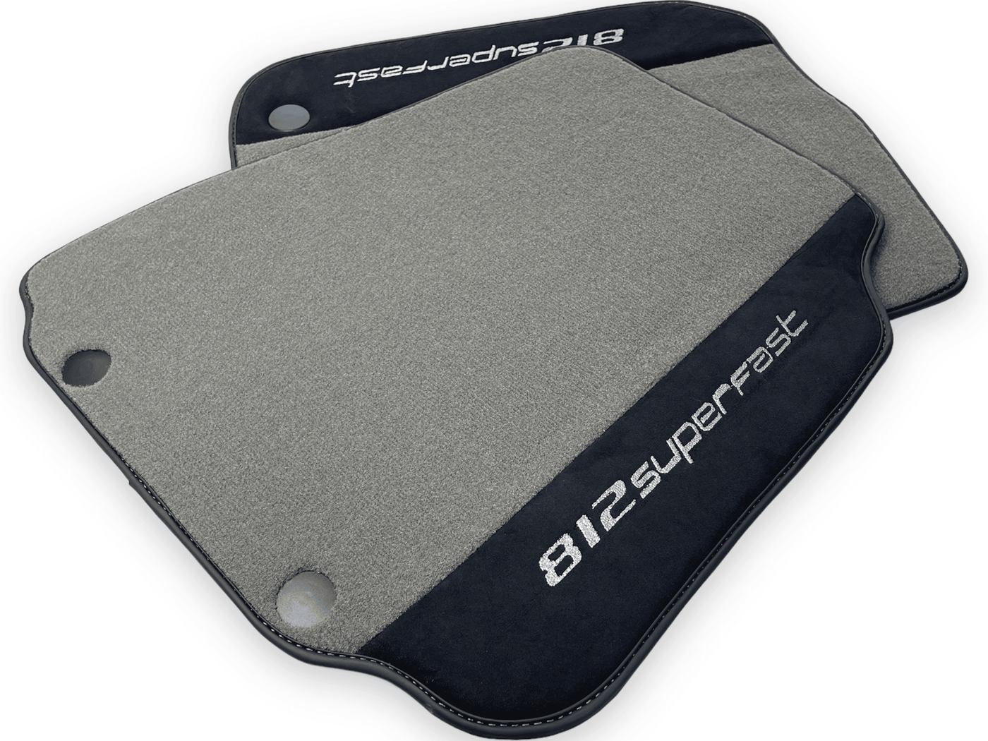 Gray Floor Mats For Ferrari 812 Superfast With Alcantara Leather - AutoWin