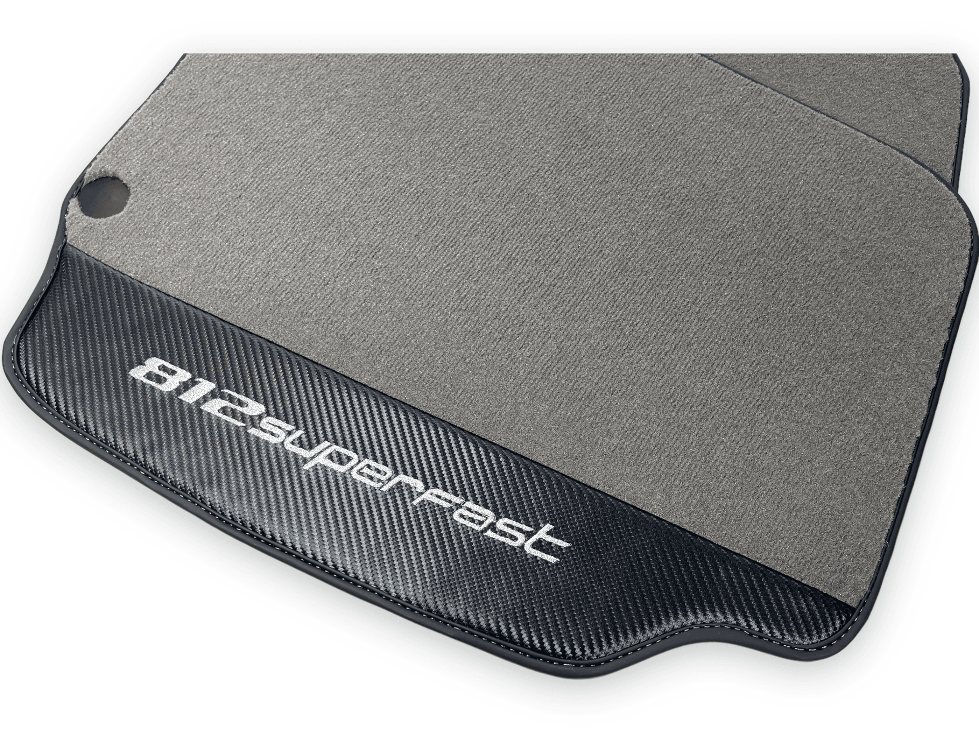 Gray Floor Mats For Ferrari 812 Superfast With Carbon Fiber Leather - AutoWin