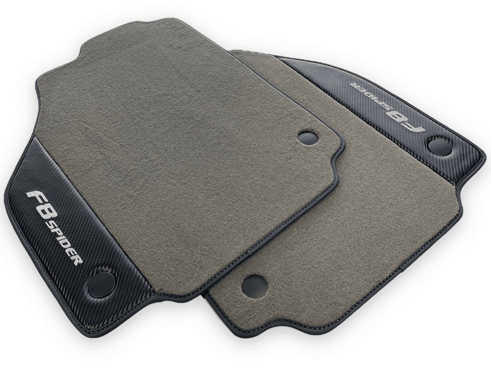 Gray Floor Mats For Ferrari F8 Spider 2019-2022 With Carbon Fiber Leather - AutoWin
