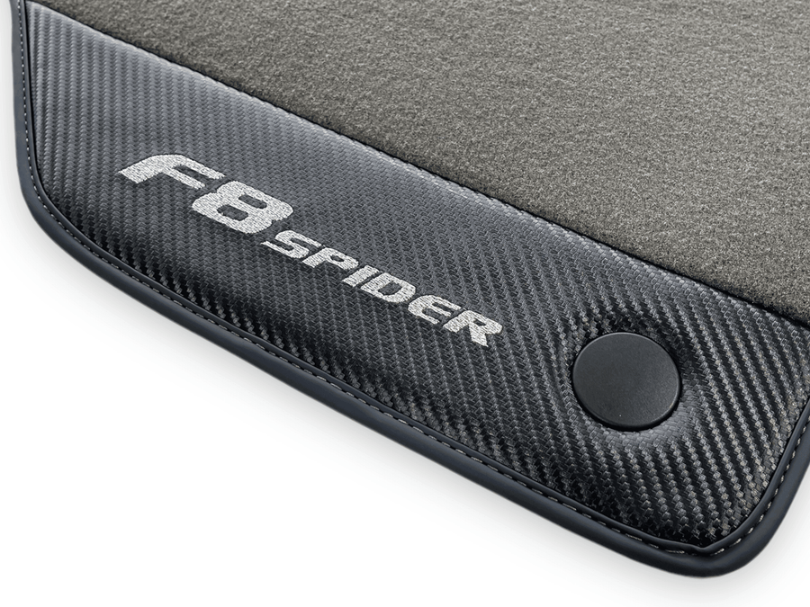Gray Floor Mats For Ferrari F8 Spider 2019-2022 With Carbon Fiber Leather - AutoWin