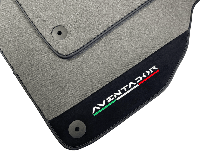 Gray Floor Mats for Lamborghini Aventador With Alcantara Leather - AutoWin