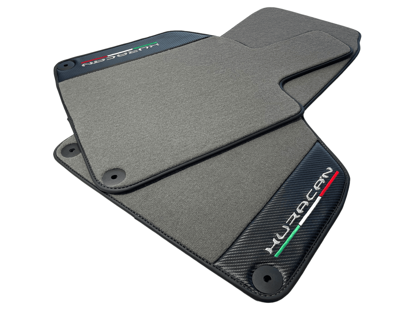 Gray Floor Mats for Lamborghini Huracan With Carbon Fiber Leather - AutoWin
